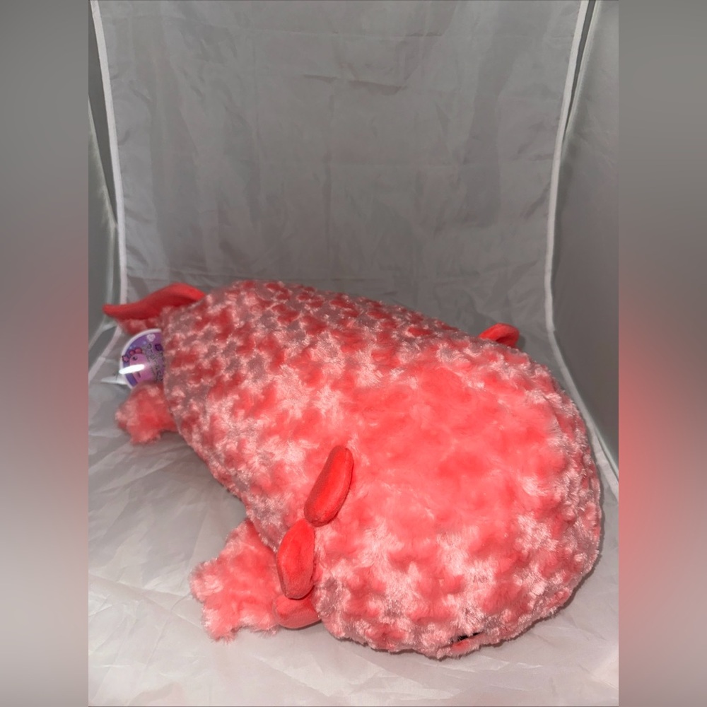22” Curly Oopa Looper Pink Axolotl Round 1 Stuffed Animal Prize Rose Fur NWT